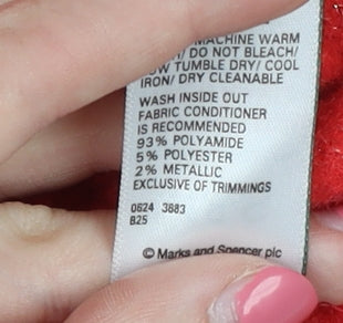 Marks and Spencer Women's Red Mock Neck Jumper Large