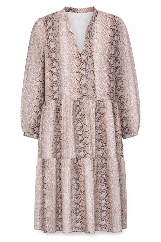 Front view of Oliver Bonas Women's Multicoloured Animal Print Midi Dress