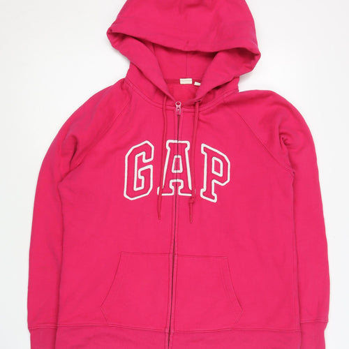 GAP Women's Pink Full Zip Hoodie - Size L