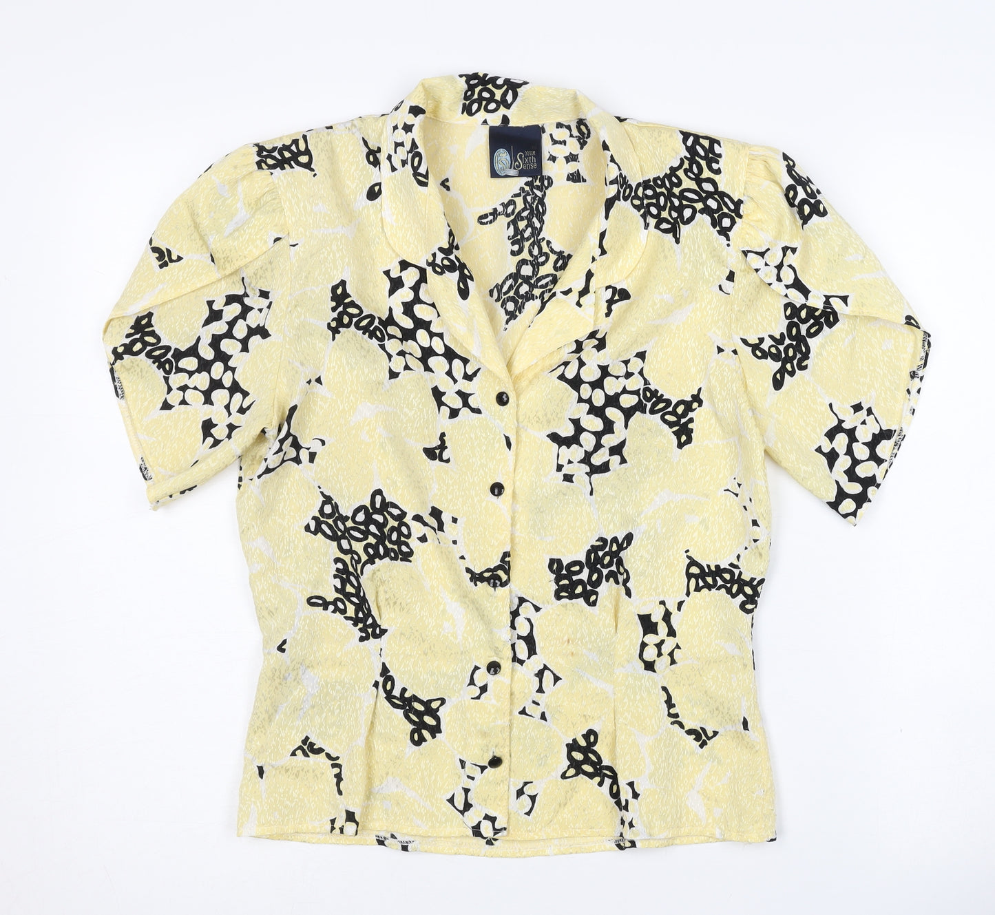 Your Sixth Sense Women's Yellow Floral Button-Up, Size 10