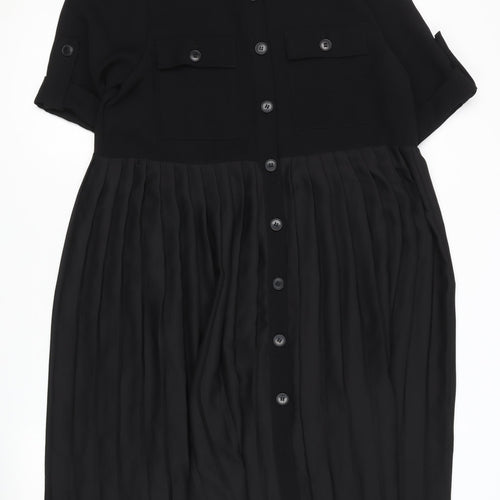 Zara Women's Black Collared Shirt Dress - Size S