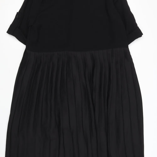 Zara Women's Black Collared Shirt Dress - Size S