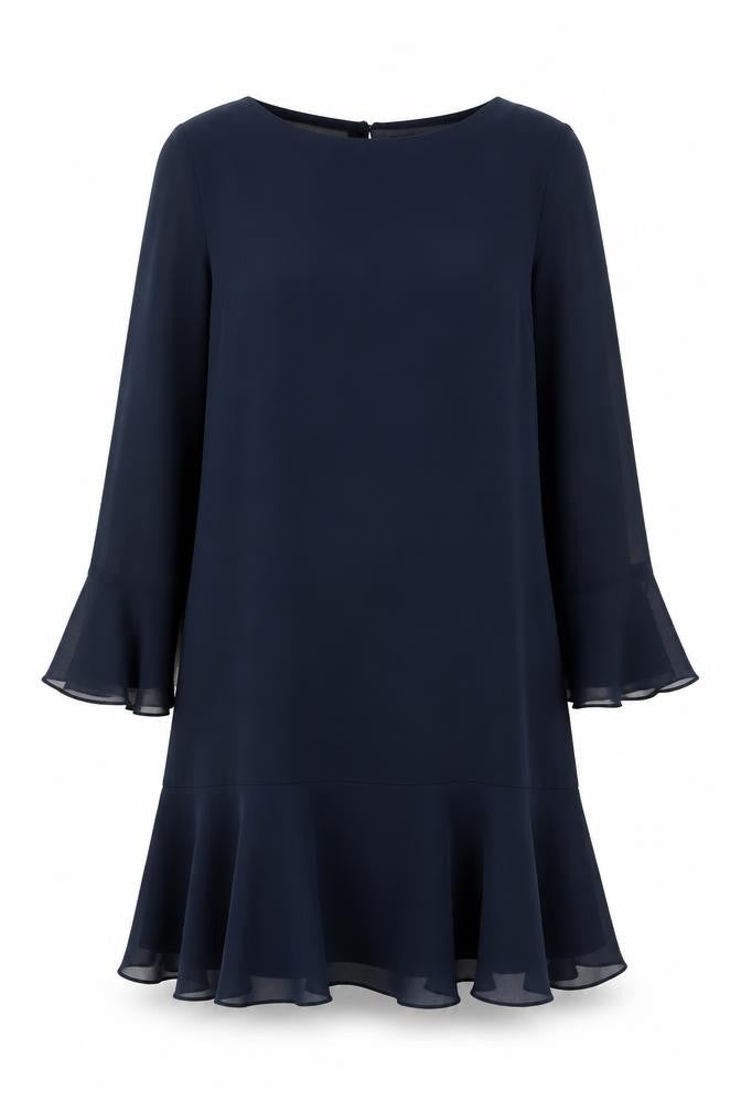Front view of Wallis Women Blue Long Sleeve Dress, size 12