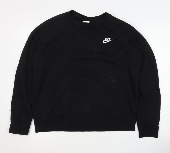 Nike Men's Black Pullover Sweatshirt, Size L, Logo Accent