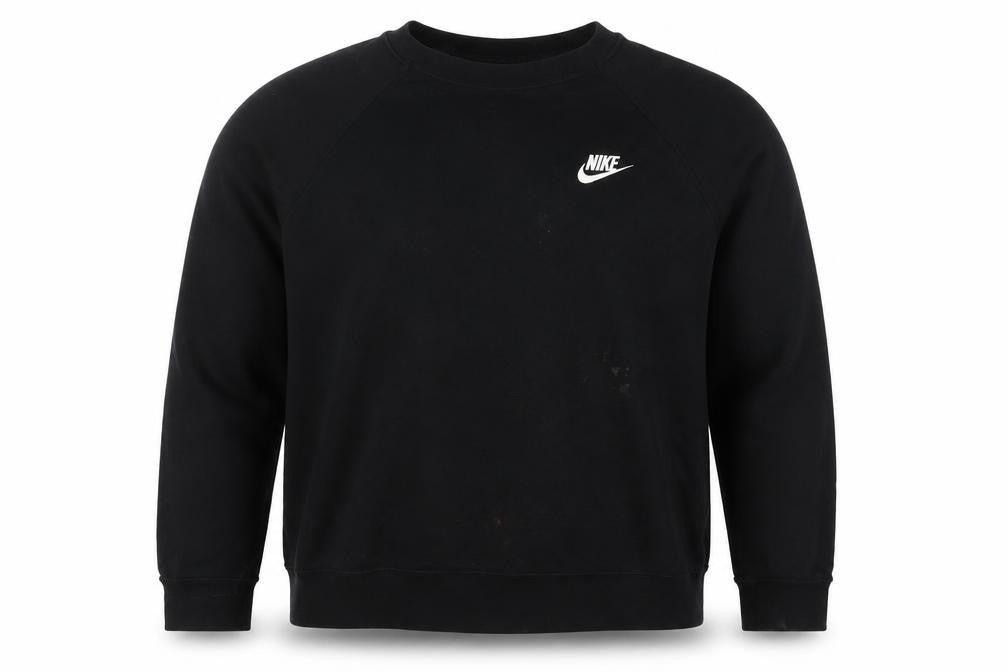 Front view of Nike Men's Black Pullover Sweatshirt, size L, Logo Accent