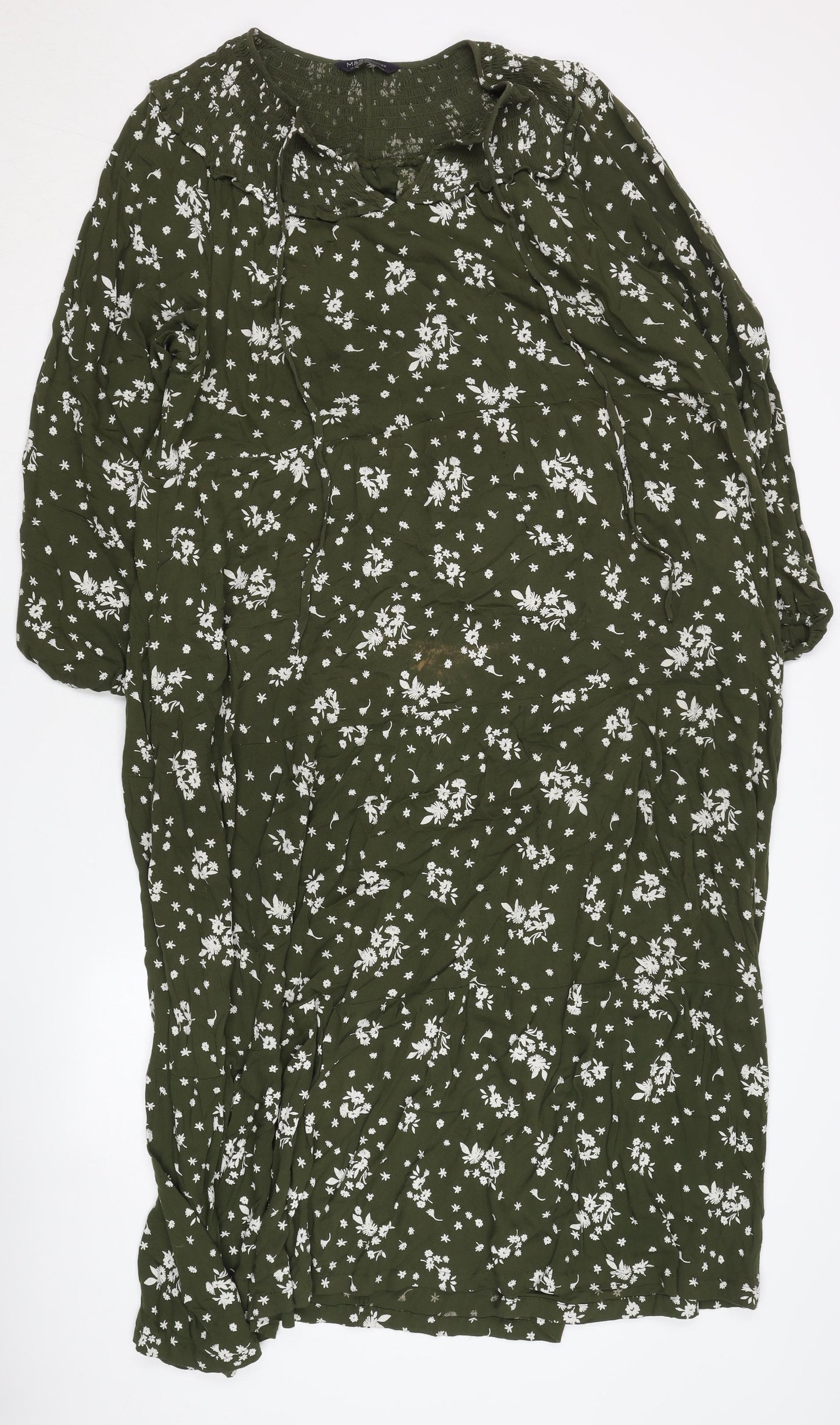 Marks and Spencer Women's Green Floral A-Line Dress