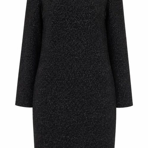 Lipsy Women's Black Glitter Long Sleeve Party Dress