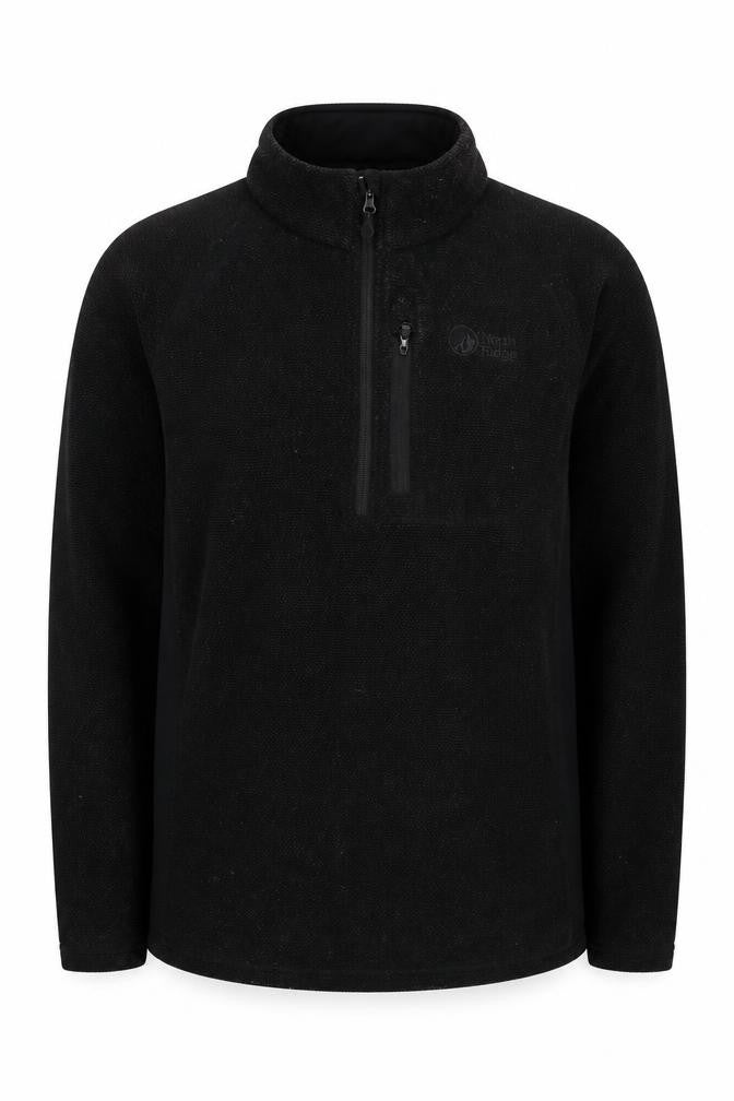 Front view of North Ridge Men's Black 1/4 Zip Fleece Sweatshirt M