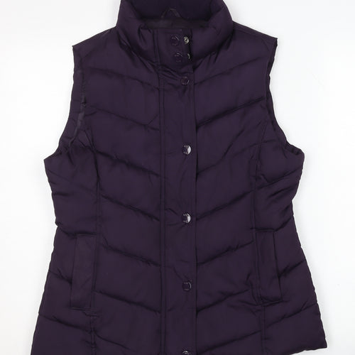 Gap Women's Purple Puffer Waistcoat, M, Button Closure