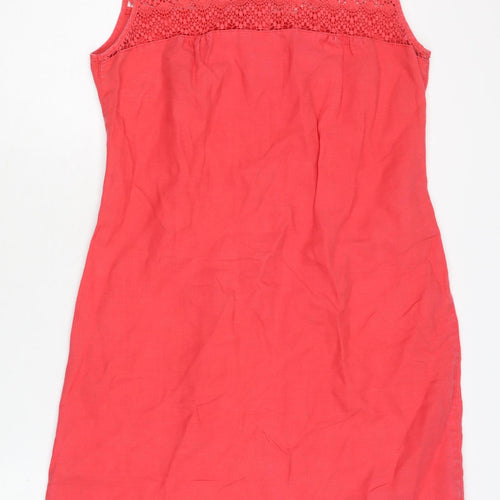 Monsoon Women's Red Linen Sleeveless Button Dress