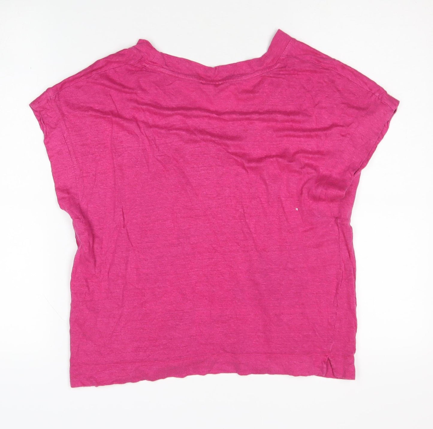 Jigsaw Women's Pink V-Neck Linen T-Shirt, Size S