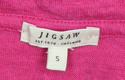 Jigsaw Women's Pink V-Neck Linen T-Shirt, Size S