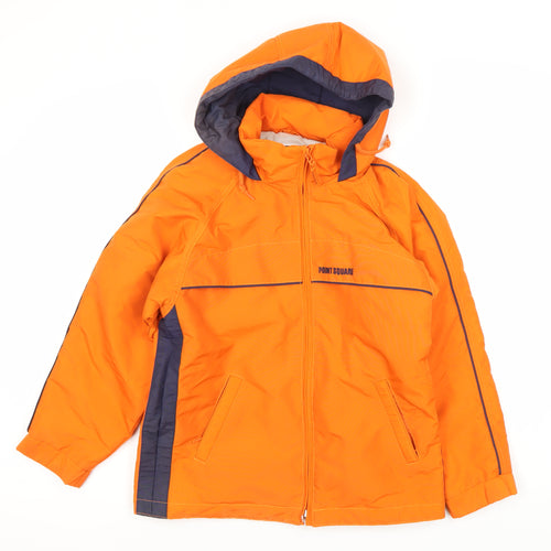Point Square Boys Orange Hooded Puffer Jacket, 11 Years