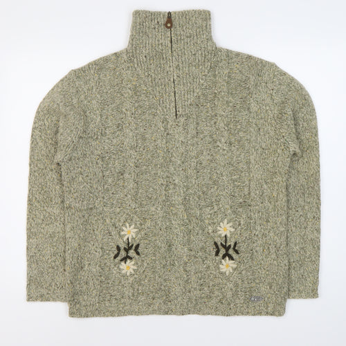 Country Blue Women's Grey Full Zip Cable-Knit Jumper XL