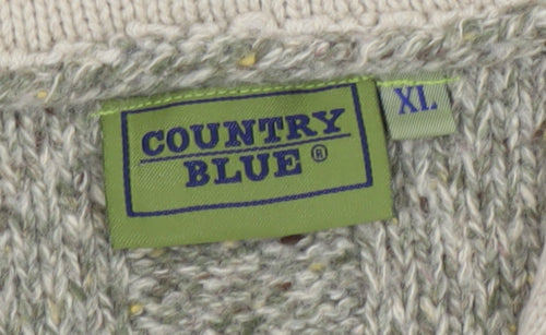 Country Blue Women's Grey Full Zip Cable-Knit Jumper XL