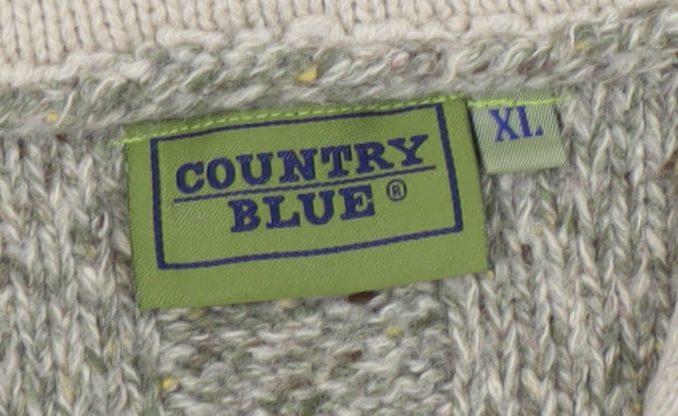 Country Blue Women's Grey Full Zip Cable-Knit Jumper XL