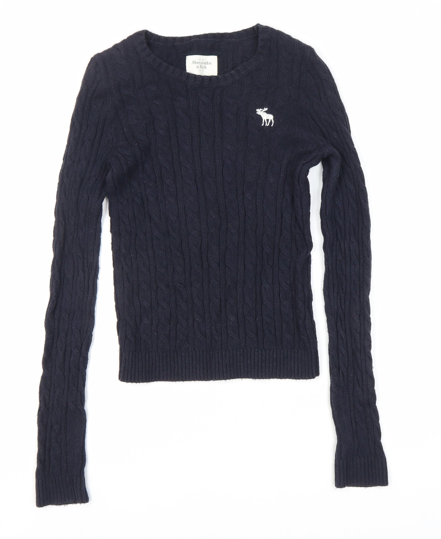 Abercrombie & Fitch Women's Navy Cable-Knit Pullover Jumper S