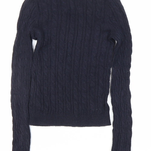 Abercrombie & Fitch Women's Navy Cable-Knit Pullover Jumper S