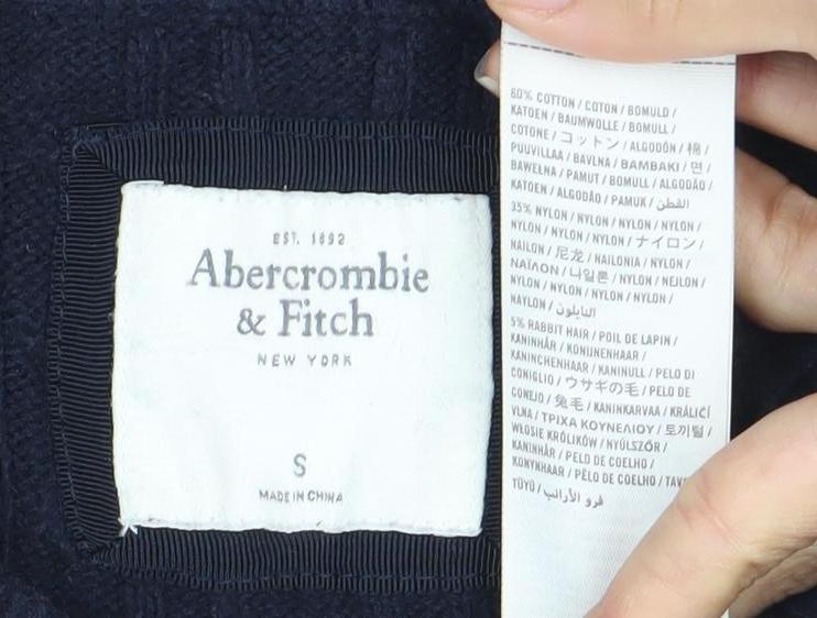 Abercrombie & Fitch Women's Navy Cable-Knit Pullover Jumper S