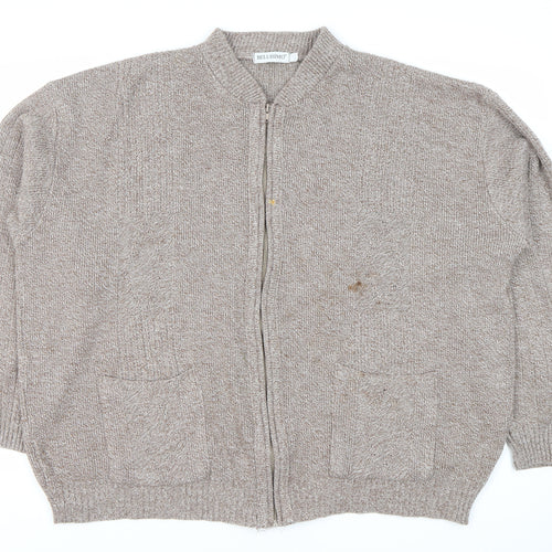 Bellisimo Men's Beige Full Zip Jumper 3XL