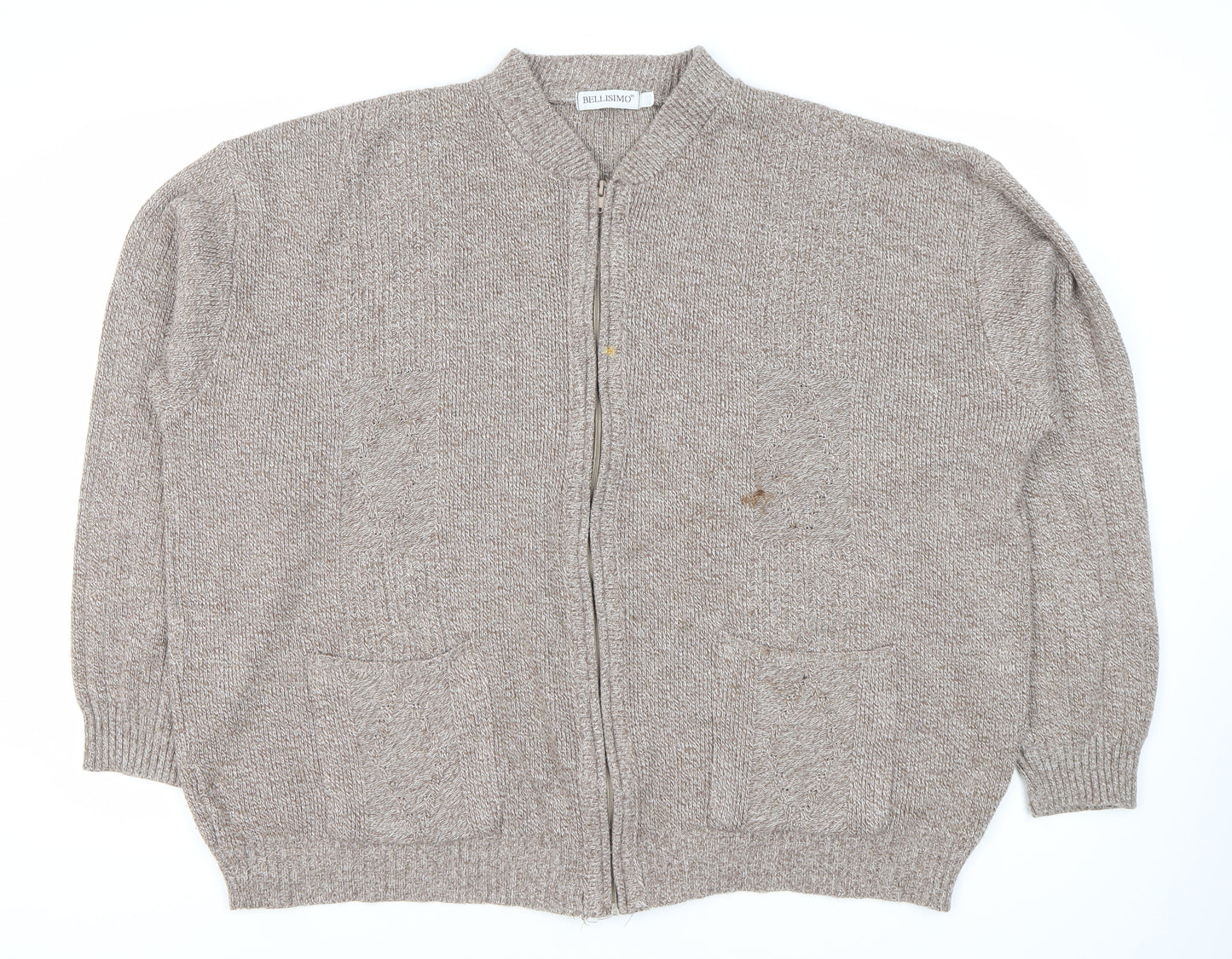Bellisimo Men's Beige Full Zip Jumper 3XL
