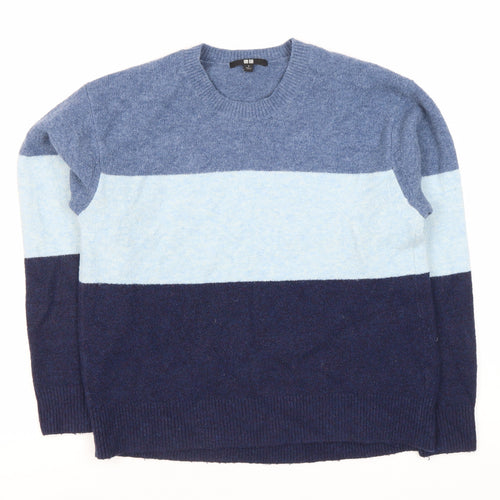 Uniqlo Men's Blue Striped Pullover Jumper S