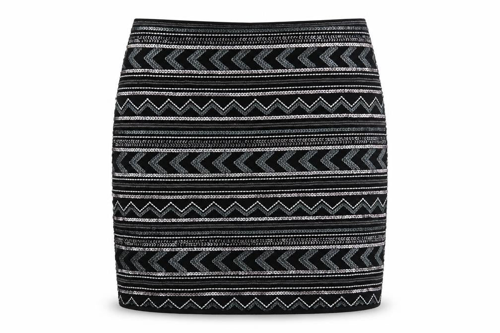 Front view of New Look Women's Black Sequin Skirt, size 6