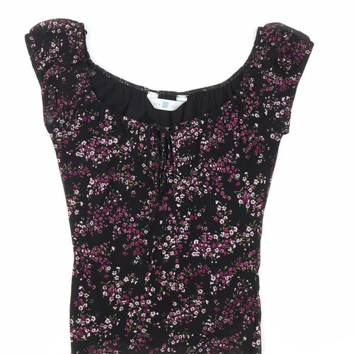 New Look Women's Black Floral Top, Size 8, Excellent Condition