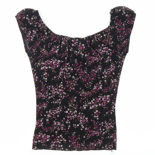 New Look Women's Black Floral Top, Size 8, Excellent Condition