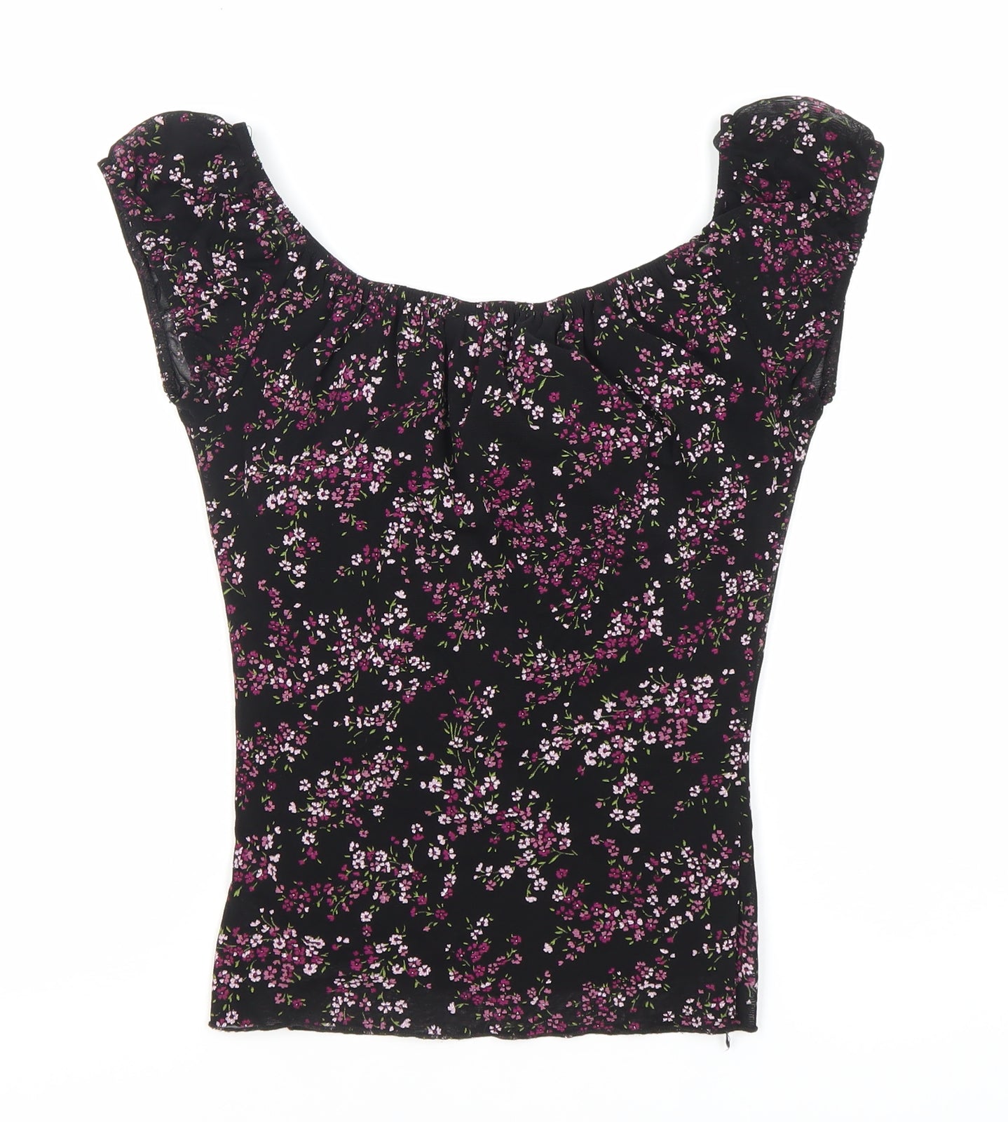 New Look Women's Black Floral Top, Size 8, Excellent Condition