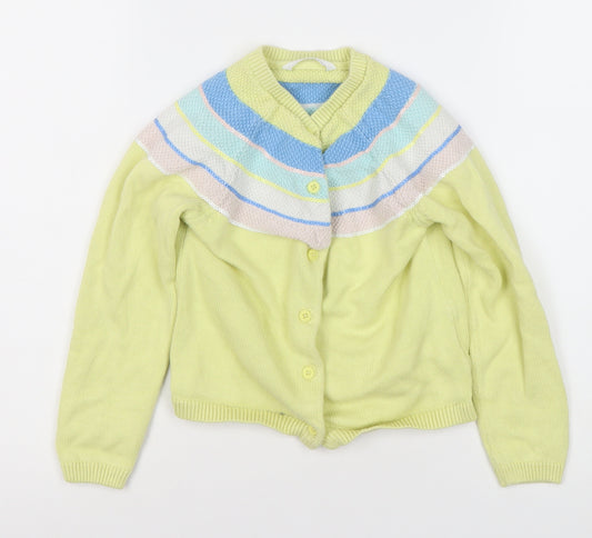 Marks and Spencer Boys Yellow Cardigan, Size 7, Cotton Knit