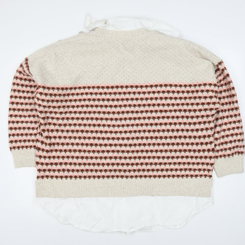 NEXT Women's Beige Striped Pullover Jumper XL