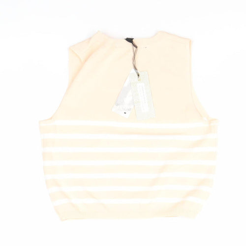 Lipsy London Beige Striped Women's Sleeveless Tank, L