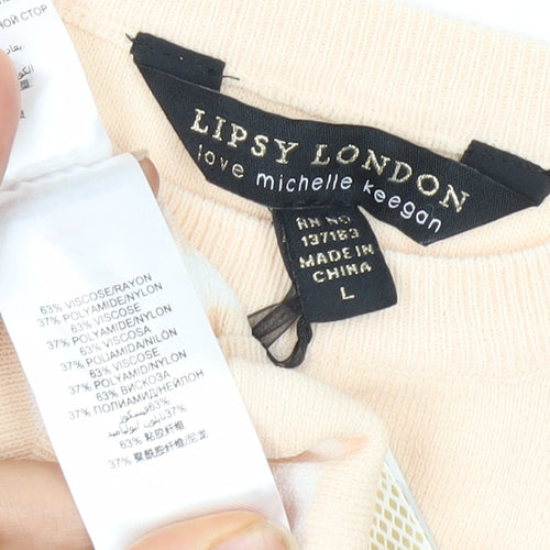 Lipsy London Beige Striped Women's Sleeveless Tank, L