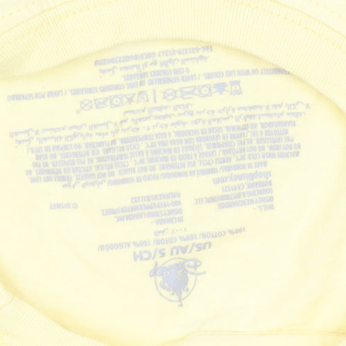 Disney Women's Yellow T-Shirt, Size S, Casual Summer Top