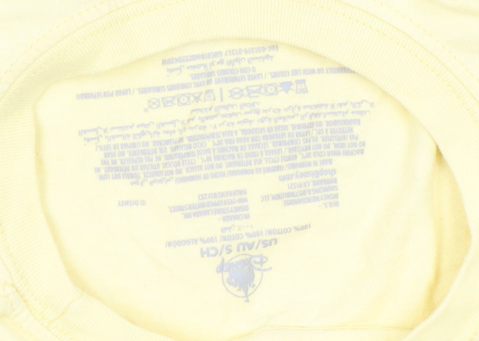 Disney Women's Yellow T-Shirt, Size S, Casual Summer Top