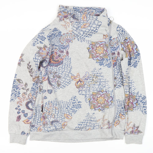 Jomino Women's Grey Floral Full Zip Sweatshirt Size 12