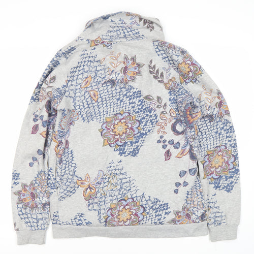 Jomino Women's Grey Floral Full Zip Sweatshirt Size 12