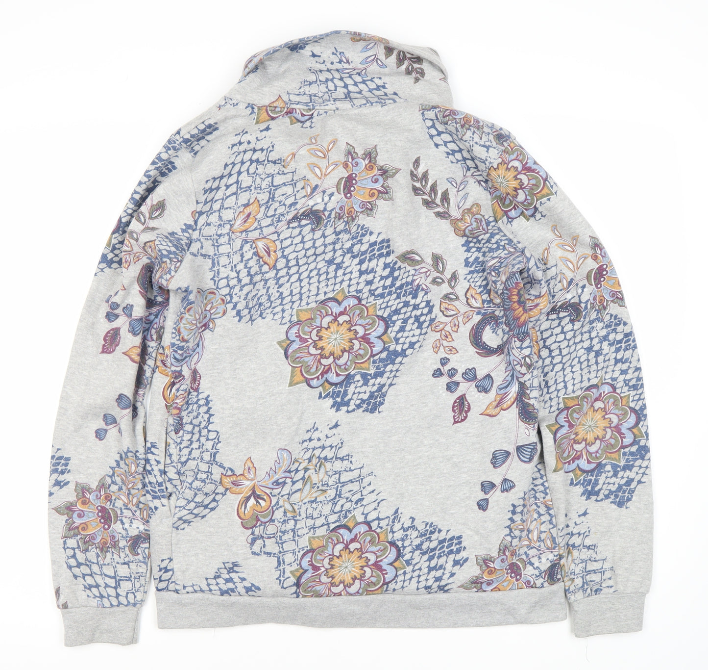 Jomino Women's Grey Floral Full Zip Sweatshirt Size 12