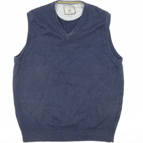 Wolsey Men's Blue Vest M Cotton Sleeveless Jumper