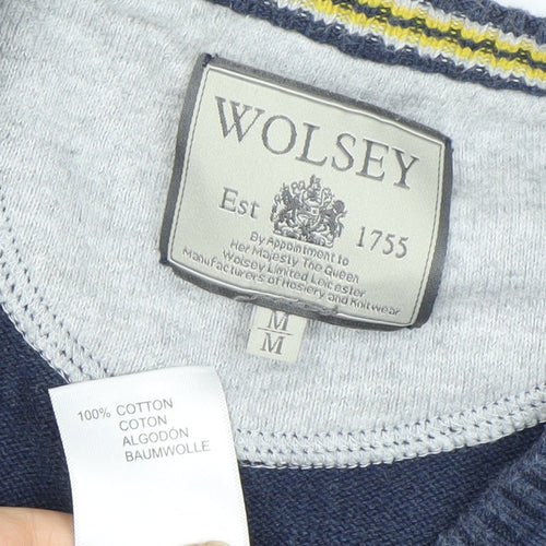 Wolsey Men's Blue Vest M Cotton Sleeveless Jumper