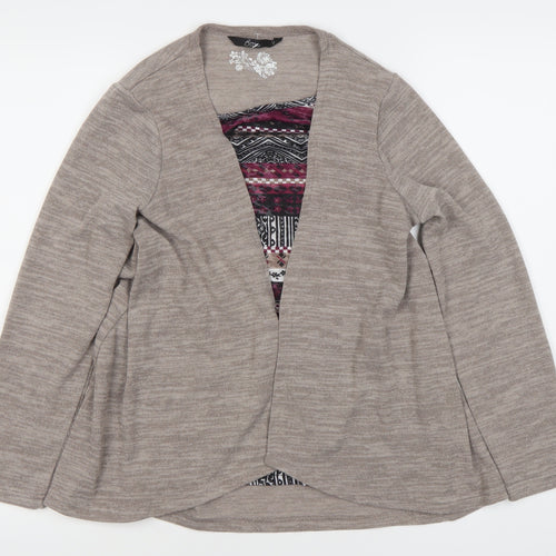 BNY Casual Women's Beige Long Sleeve Blouse-Cardigan Top, Size 12