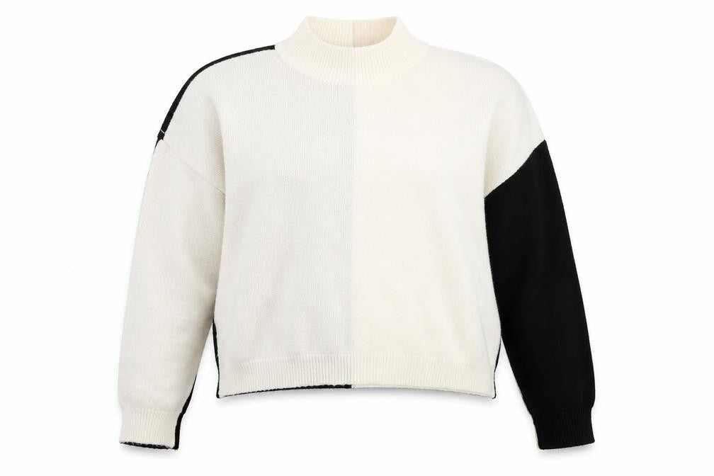 Front view of Missguided Women's Black & White High Neck Jumper, size 22