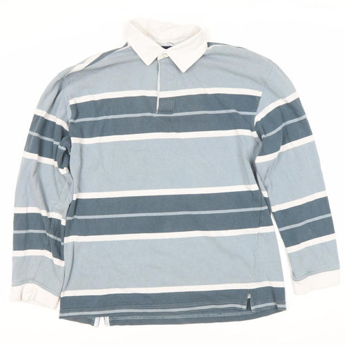 Springfield Men's Multicoloured Striped Cotton Polo, M