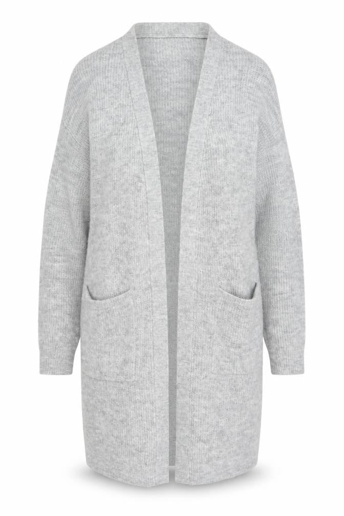 Front view of New Look Women's Grey Open Front Cardigan, size S