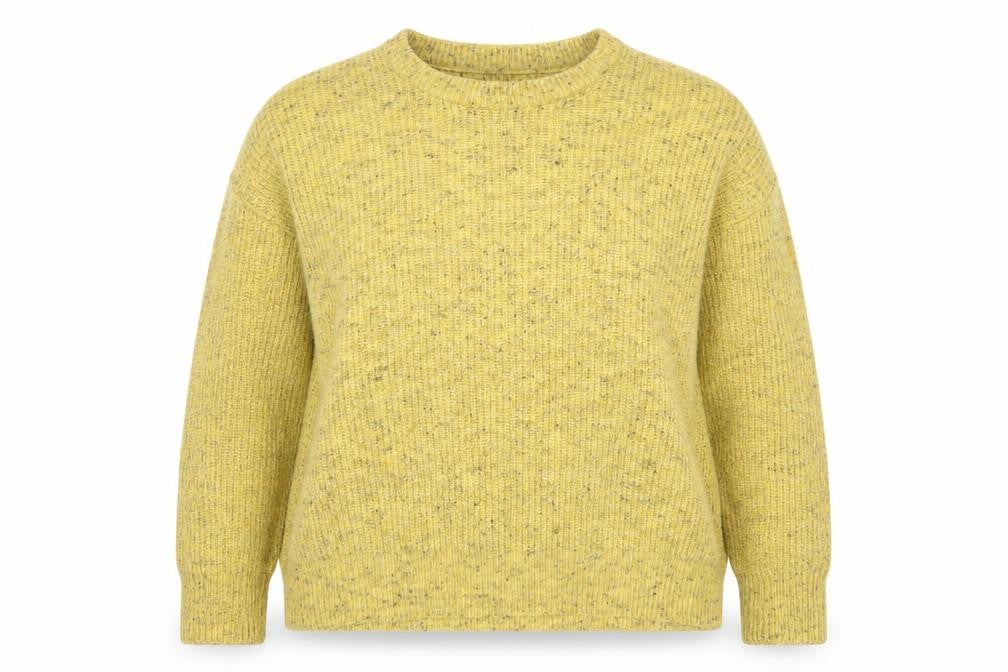 Front view of Bik Bok Women's Yellow Wool Blend XL Pullover