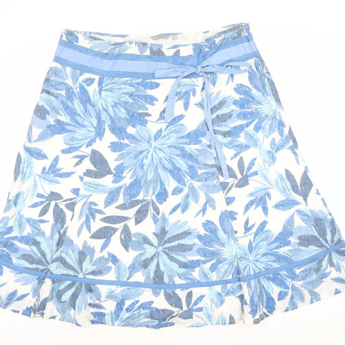 Per Una Women's Blue Floral A-Line Skirt Size 18