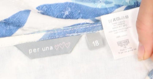 Per Una Women's Blue Floral A-Line Skirt Size 18