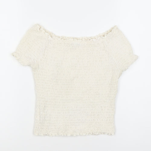 Marks and Spencer Ivory Off-Shoulder Cropped Blouse, Size 12