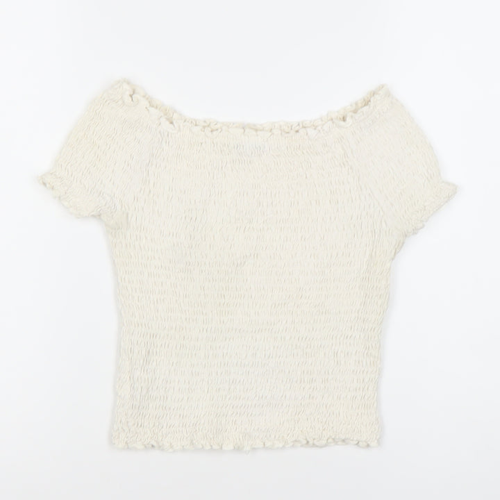 Marks and Spencer Ivory Off-Shoulder Cropped Blouse, Size 12